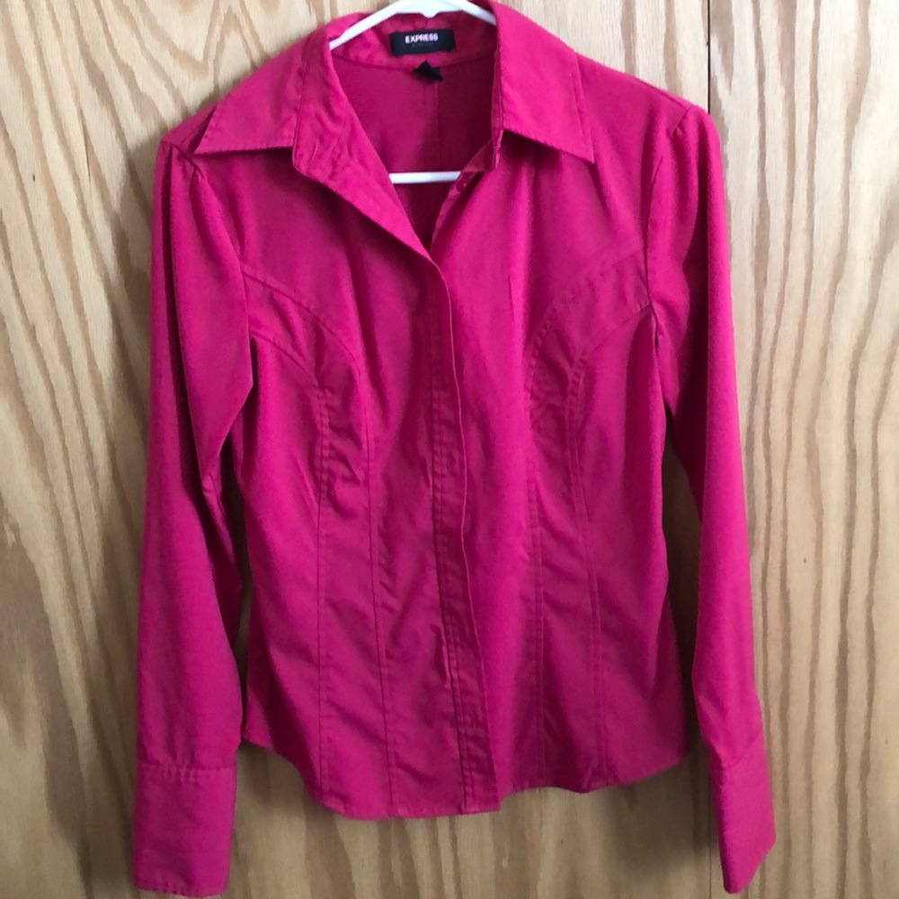 Hot pink button down shirt
